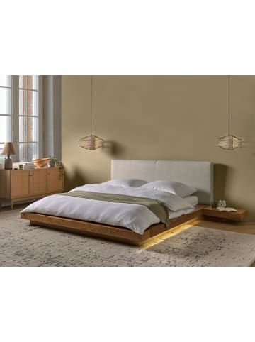 Beliani Doppelbett ZEN in Braun/Weiß - (W) 308 x (H) 86 x (L) 229 cm