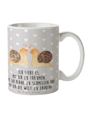 Mr. & Mrs. Panda Tasse Schnecken Liebe mit Spruch in Grau Pastell