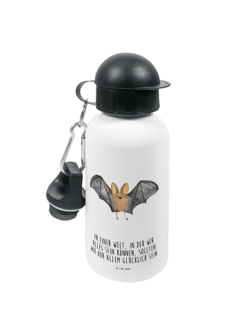Mr. & Mrs. Panda Alu Trinkflasche Fledermaus Flügel mit Spruch in Weiß