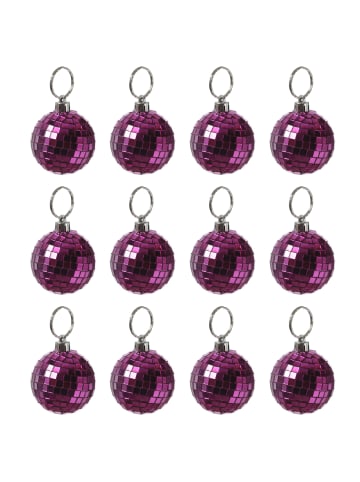 MARELIDA 12er Set Weihnachtsbaumschmuck Discokugel Spiegelkugel D: 5cm in pink