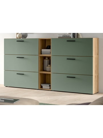 Inn.Furn Sideboard in grün, Artisan Eiche 176 cm, Kommode mit Soft-Close