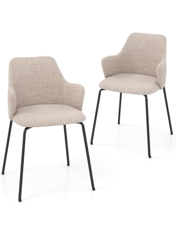COSTWAY 2er Set Esszimmerstühle in Beige