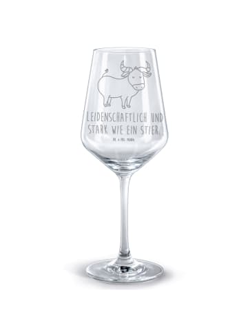 Mr. & Mrs. Panda Weinglas Sternzeichen Stier mit Spruch in Transparent