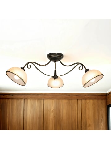 Licht-Erlebnisse Deckenlampe (B)70 x (L)70 x (H)30 cm in Messing Patina WeißMessing Patina Weiß