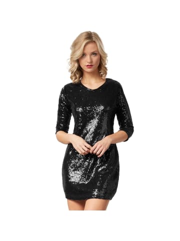 tectake Figurbetontes Kleid in einheitlicher Farbgebung, schwarz