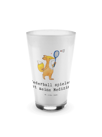 Mr. & Mrs. Panda Glas Fuchs Federball spielen mit Spruch in Transparent