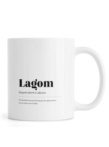 Juniqe Tasse "Lagom" in Schwarz & Weiß