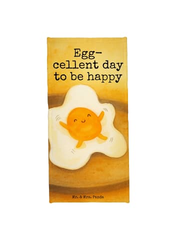 Mr. & Mrs. Panda Strandtuch Spiegelei Ei Design mit Spruch in Gelb Pastell