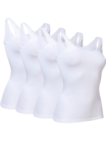 Con-ta Baumwolle, Feinripp Unterhemd 4er-Pack in weiß
