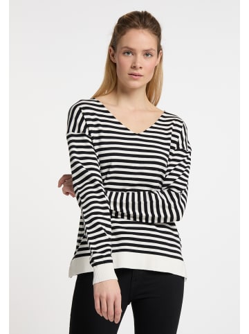 DreiMaster Damen Strickpullover in Wollweiss Schwarz