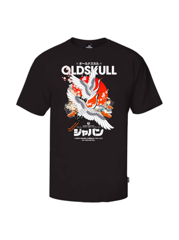 OLDSKULL T-Shirt ASIAN CRANE BEAUTY in Black