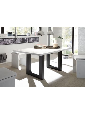 58 aufm Kessel ESSZIMMERTISCH Eila 8 180 x 90 x 75 Esstisch Schwarzstahl/Weiß Matt Lack