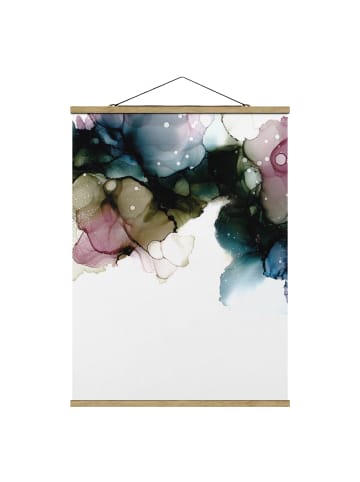 WALLART Stoffbild mit Posterleisten - Blumenbogen mit Gold in Blau