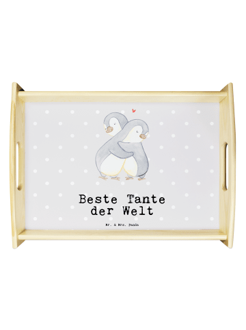 Mr. & Mrs. Panda Tablett Pinguin Beste Tante der Welt mit Spruch in Grau Pastell