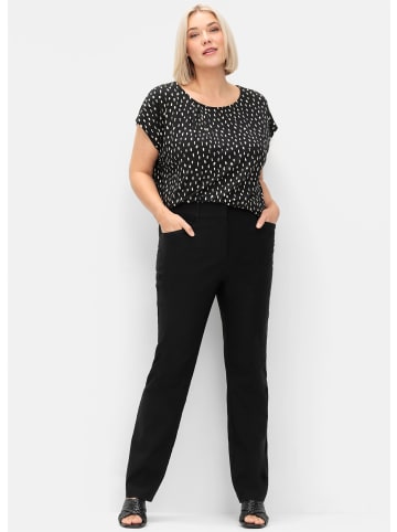 sheego Kurzarmshirt in schwarz-gemustert