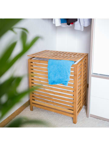 relaxdays Wäschetruhe in Natur - (B)50,5 x (H)60 x (T)35,5 cm