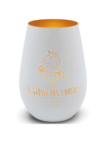 Mr. & Mrs. Panda Kerzenhalter Einhorn Muffin mit Spruch in Weiß