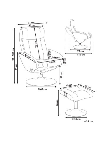 Beliani 2-tlg Fernsehsessel APATE in Schwarz
