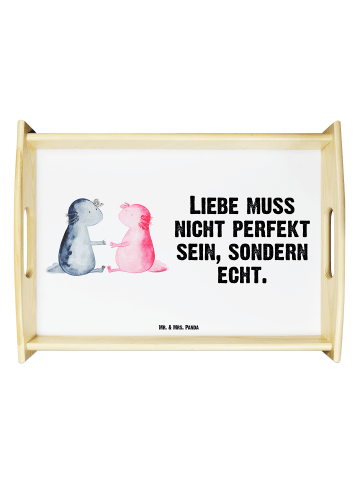 Mr. & Mrs. Panda Serviertablett Axolotl Liebe mit Spruch in Weiß