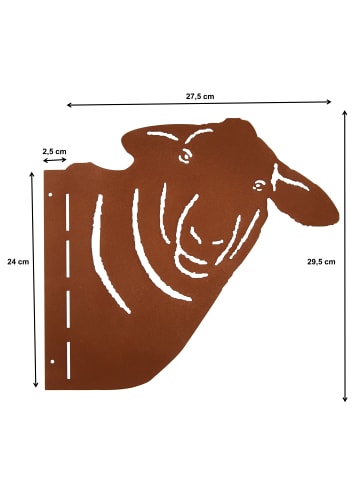 UNUS Baumstecker Rost Schweinekopf in Braun