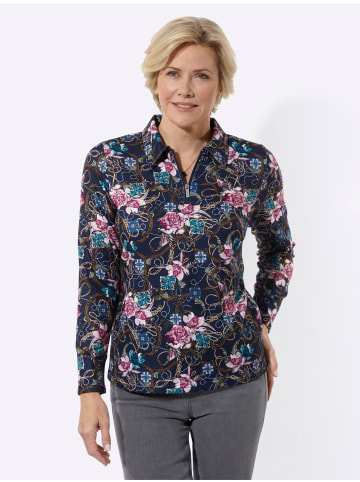 WITT WEIDEN Poloshirt in marine-rosé-bedruckt