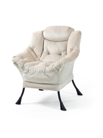 ABRIHOME Loungesessel in Khaki mit Seitentasche Metallrahmen für Wohnzimmer