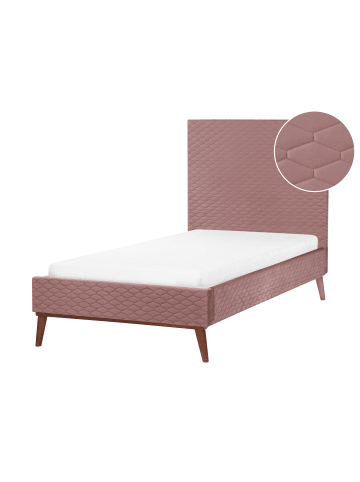 Beliani Einzelbett BAYONNE in Rosa/Braun - (W) 101 x (H) 121 x (L) 212 cm