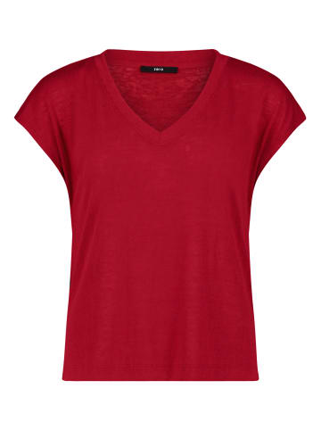 Zero  Kurzarm-Shirt mit V-Ausschnitt in Candy Red