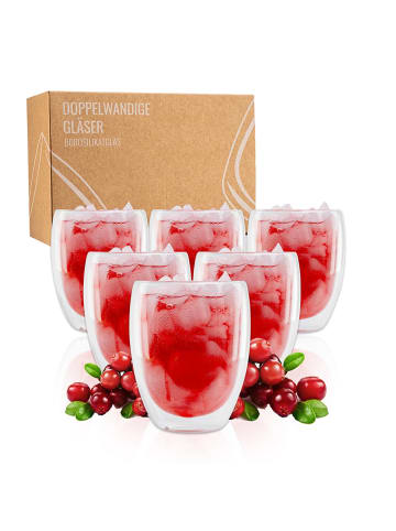 Exitoso EXITOSO Latte Macchiato Gläser - 6er-Set - aus doppelwandigem Borosilikatglas