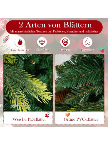 COSTWAY 180 cm Künstlicher Weihnachtsbaum mit Beleuchtung in Grün