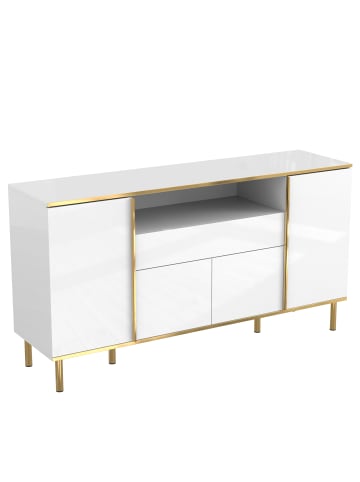 ABRIHOME Sideboard in Weiß Hochglanz mit 1 Schublade, B150 T40 H80 cm