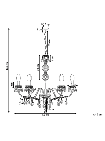 Beliani Pendelleuchten KALANG in Weiß - (W) 70 x (H) 160 x (L) 70 cm