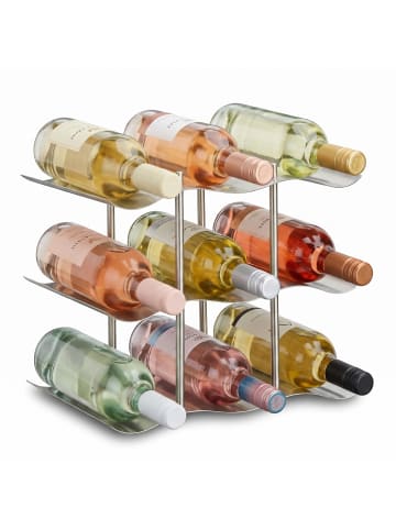 relaxdays Weinregal in Silber - (B)27 x (H)22 x (T)16,5 cm
