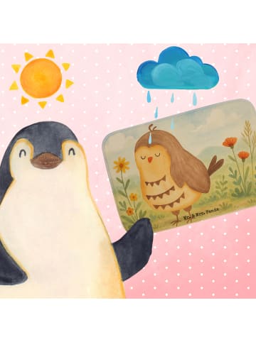 Mr. & Mrs. Panda Badezimmerteppich Eule Zufrieden Design ohne Sp... in Weiß