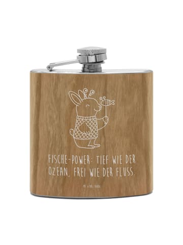 Mr. & Mrs. Panda Flachmann Fische Astrologie mit Spruch in Braun