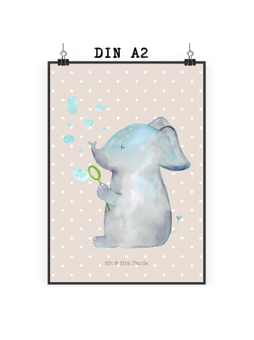 Mr. & Mrs. Panda Poster Elefant Seifenblasen ohne Spruch in Beige Pastell