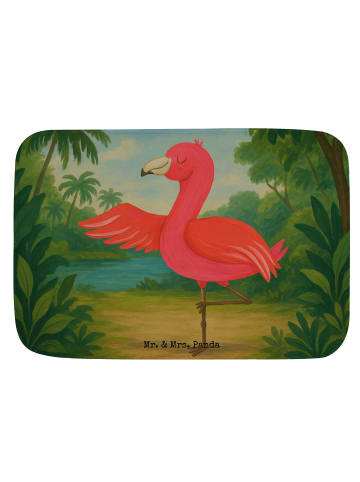 Mr. & Mrs. Panda Badvorleger Flamingo Yoga Design ohne Spruch in Weiß