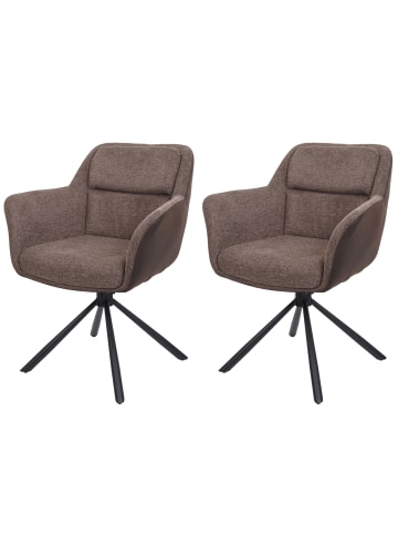 MCW 2er-Set Esszimmerstuhl K33 drehbar, Kunstleder, braun-dunkelbraun