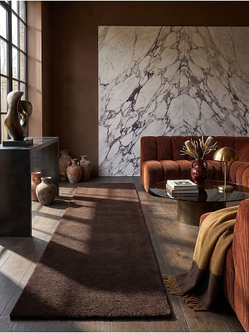 KADIMA DESIGN Teppichläufer Uni Antirutsch weich wohnlich Wohnzimmer Schlafzimmer in Braun