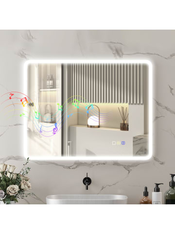 HOMCOM Badspiegel-90L x 70B x 3,5H cm-Silber