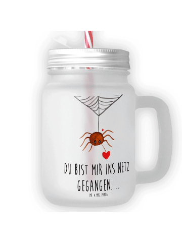 Mr. & Mrs. Panda Limonadenglas Spinne Agathe Liebe mit Spruch in Transparent