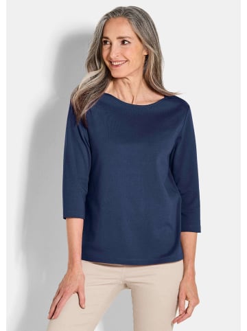 GOLDNER Kurzgröße:  Basic Shirt mit U-Boot-Ausschnitt in marine