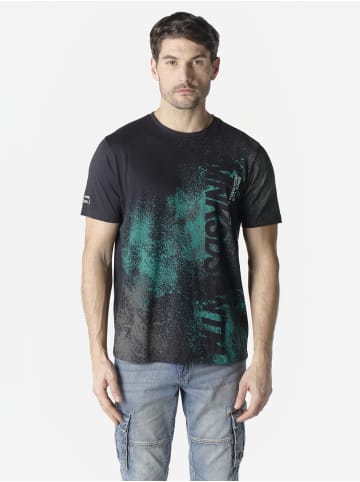 KOROSHI Crew cotton all over t-shirt in Schwarz
