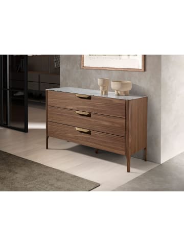Angel Cerdá Kommode 7044 in Walnuss / Stahl / Weiß – (B)120 x (H)80 x (T)45 cm