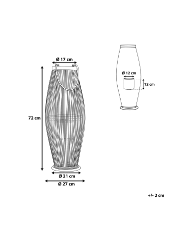Beliani Laterne TAHITI in Braun - (W) 27 x (H) 72 x (L) 27 cm