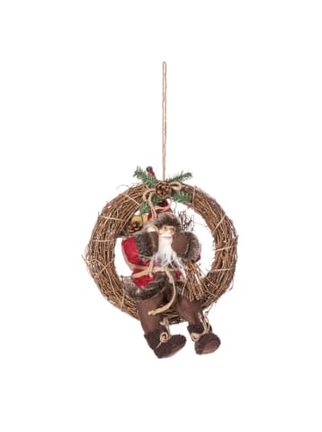 Atmosphera Créateur d'intérieur Weihnachtskranz mit Weihnachtsmann in Braun, (B) 9 x (H) 39,7 x (L) 28,6 cm