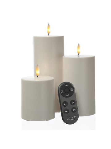 Uyuni 3er Set LED Kerzen THEA für Innen/Außen bis 2500 Std. Timer in weiß