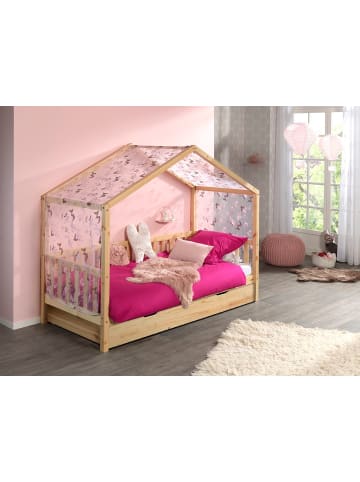 others HAUSBETT mit Textilhimmel Kapua 210x170x97 aus Massivholz in Natur