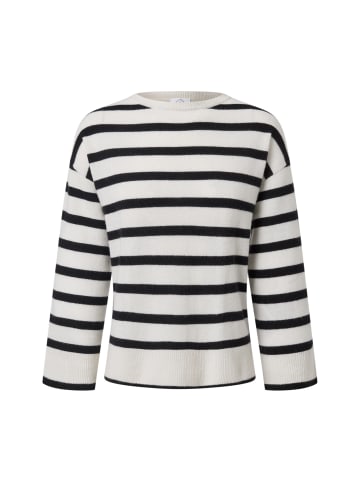 CASH-MERE.CH Rundhals Pullover gestreift in Schwarz und Weiss