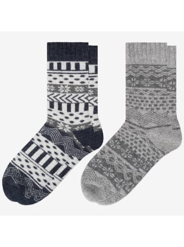 Occulto 2er Pack Dicke Merino Wollsocken Lumi in Grau-Navy